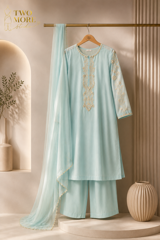 Mint Celeste Embroidered Suit Set
