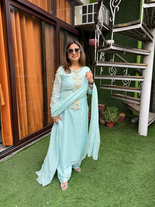 Mint Celeste Embroidered Suit Set