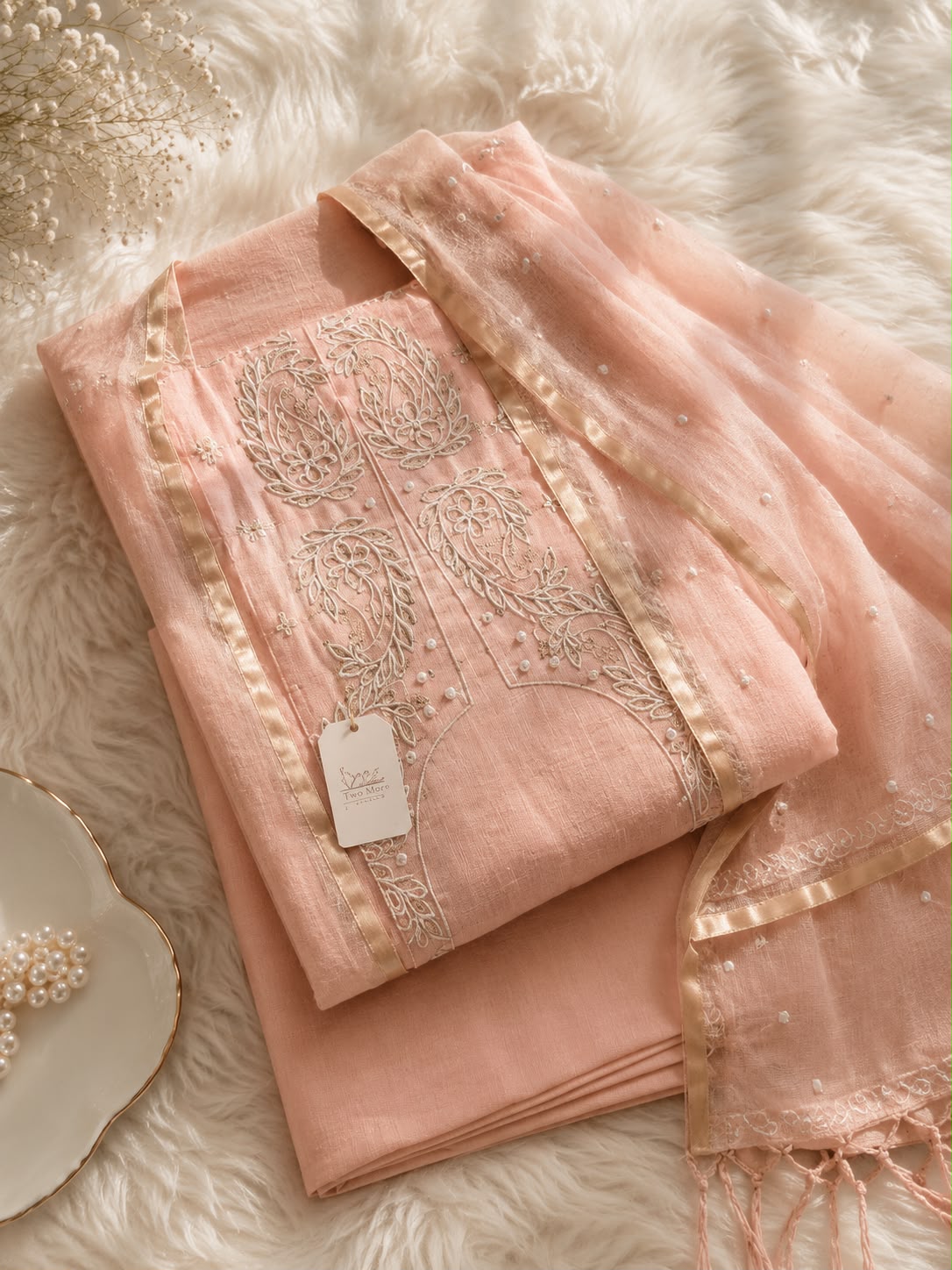 Blush Paisley Unstitched Suit Set