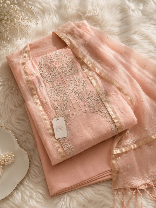 Blush Paisley Unstitched Suit Set