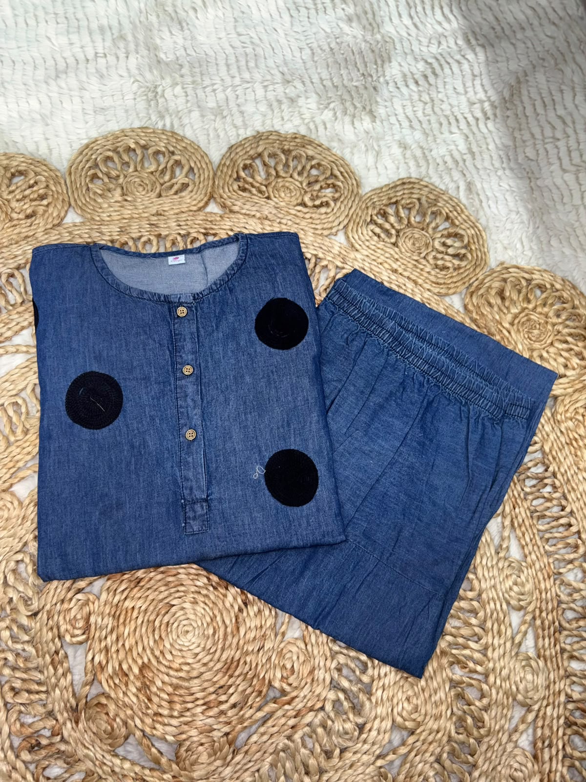 Azure Polka Farsi Co-ord Set